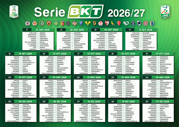 calendario campionato calcio serie B 2026 2027 andata