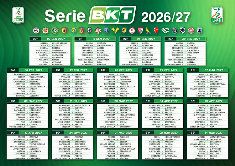 calendario campionato calcio serie B 2026 2027 ritorno
