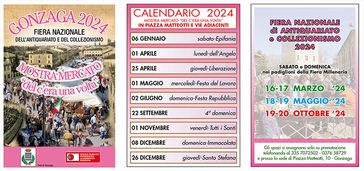 calendario Mercatino antiquariato C'era una volta Gonzaga (MN) 2024