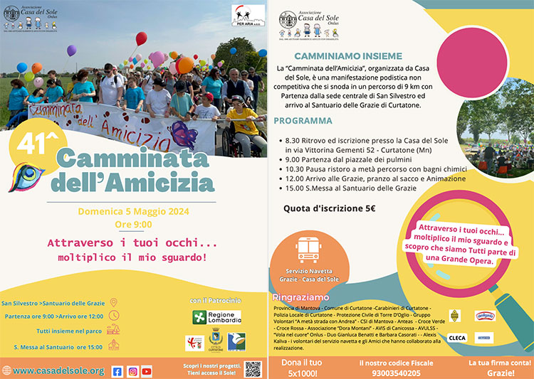 camminata amicizia 2024 Casa del Sole Onlus Curtatone (MN)
