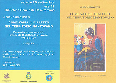 Presentazione libro Giancarlo Gozzi Come varia il dialetto nel territorio mantovano Casalromano (MN)