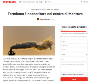 petizione inceneritore nel centro di Mantova change.org