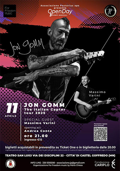 Concerto chitarrista Jon Gomm Castel Goffredo (MN) 2025