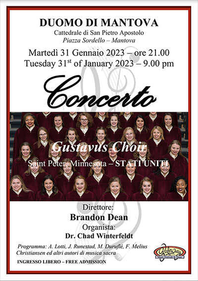 The concerto Gustavus Choir Mantova 31 dicembre 2022