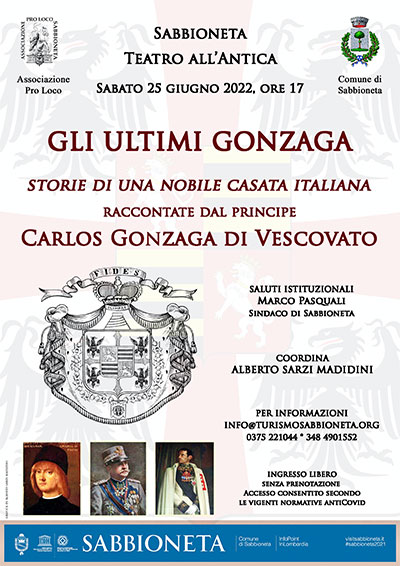 Conferenza storica Gli ultimi Gonzaga a Sabbioneta (MN) 25/6/2022