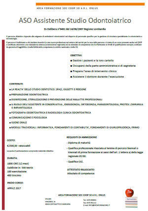 Corso Aso Assistente Studio Odontoiatrico Marcaria 2017 Arca Formazione