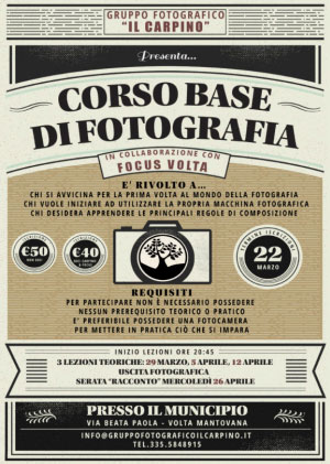 Corso fotografia base Volta Mantovana 2017 Circolo Fotografico Il Carpino - Associazione Focus