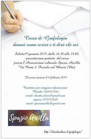 Corso di grafologia 2019 Pozzolo sul Mincio (MN)