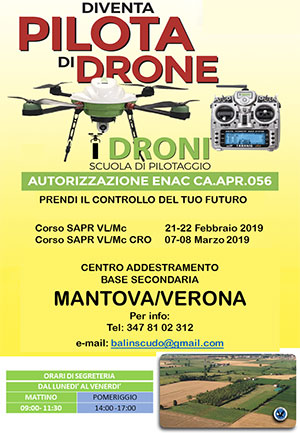 Corso pilotaggio droni Mantova 2019
