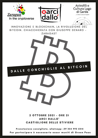 Giuseppe Denaro Zaragast Dalle Conchiglie al Bitcoin Arci Dallò Castiglione delle Stiviere 2/10/2021  