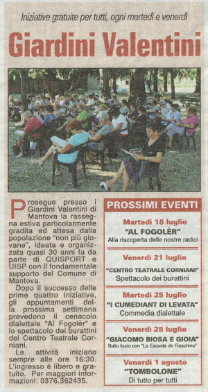 eventi Giardini Valentini Mantova 2017