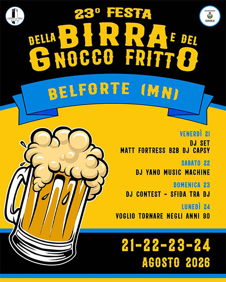 Festa birra e gnocco fritto 2026 Belforte di Gazzuolo (MN)