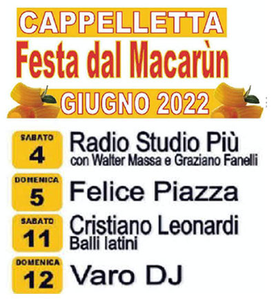 Festa dal Macarun 2022 Cappelletta (MN)