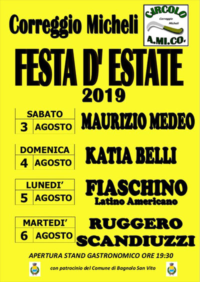 Festa d'estate 2019 Correggio Micheli di Bagnolo San Vito (MN)