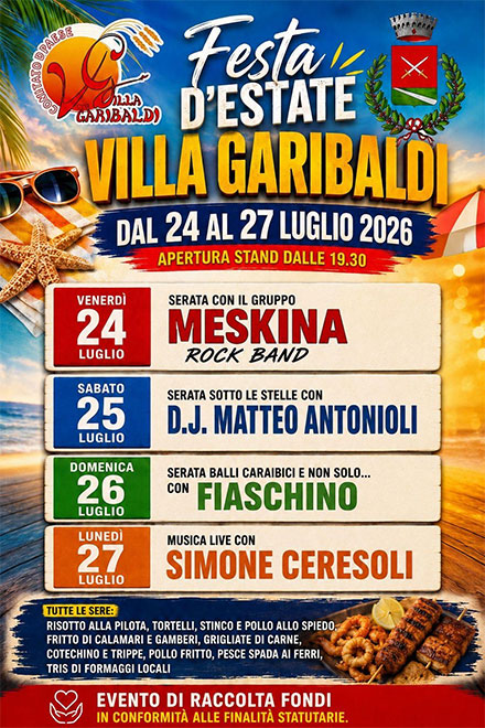 Festa estate 2026 Villa Garibaldi Roncoferraro (MN)
