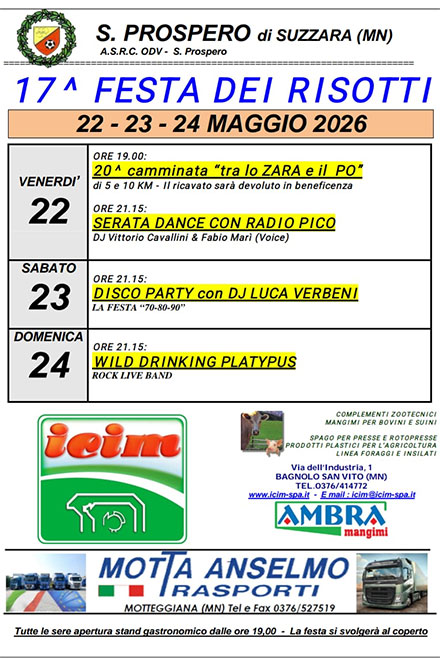 Festa risotto 2026 San Prospero di Suzzara (MN)