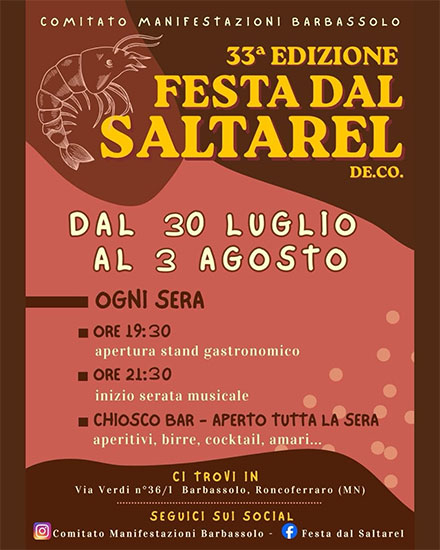 Festa del saltarel 2026 Barbassolo di Roncoferraro (MN)