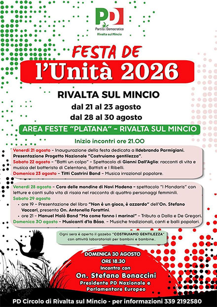 Festa Unità 2026 PD Rivalta sul Mincio (MN)