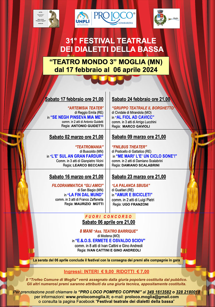 Festival Teatrale Dialetti della Bassa 2024 Moglia (MN)
