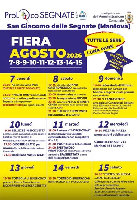 Fiera agosto 2026 San Giacomo delle Segnate (MN)