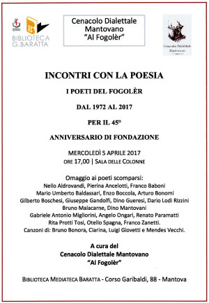 Al Fogolèr incontri poesia Mantova Biblioteca Baratta 2017