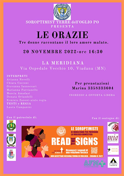LE ORAZIE Tre donne raccontano il loro amore malato Viadana (MN) 2022