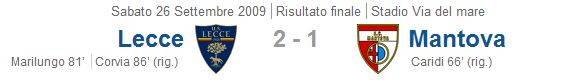 Serie B, Giornata 7: Lecce - Mantova 2-1