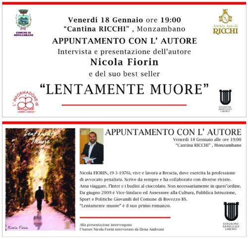 Monzambano, presentazione Libro Lentamente Muore di Nicola Fiorin