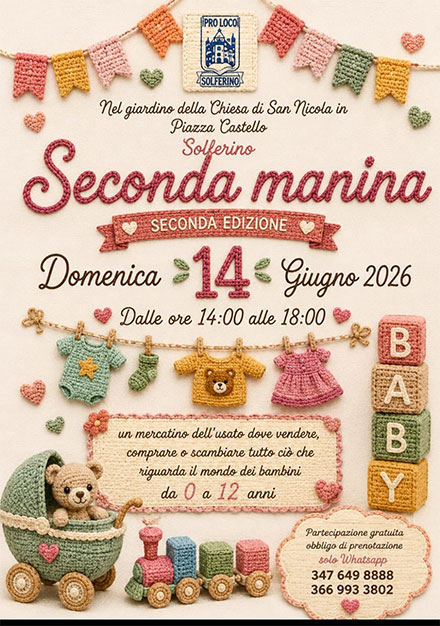 Mercatino Seconda Manina Solferino (MN) 14 giugno 2026
