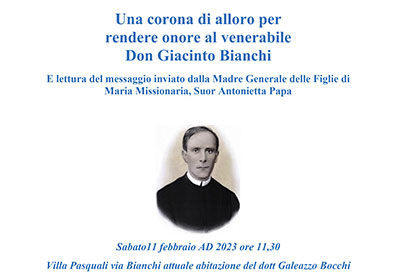 Corona alloro per Don Giacinto Bianchi a Villa Pasquali di Sabbioneta MN