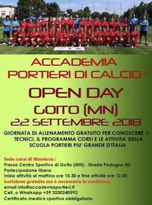 open day Accademia Italiana Portieri Calcio Goito (Mantova) 2018