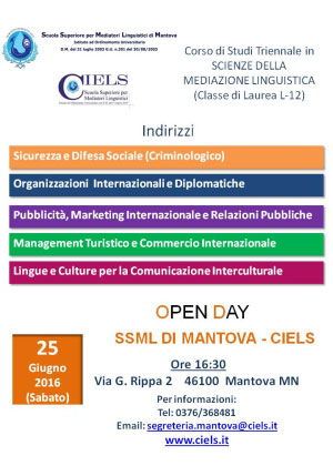 Open Day Ciels Mantova Laurea in Mediazione Linguistica 2016 2017