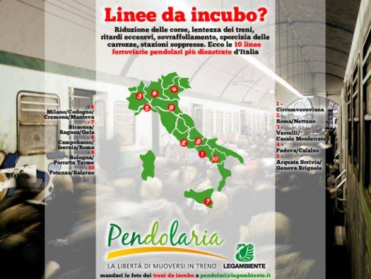 Pendolaria 2013 Legambiente treni peggiori Italia