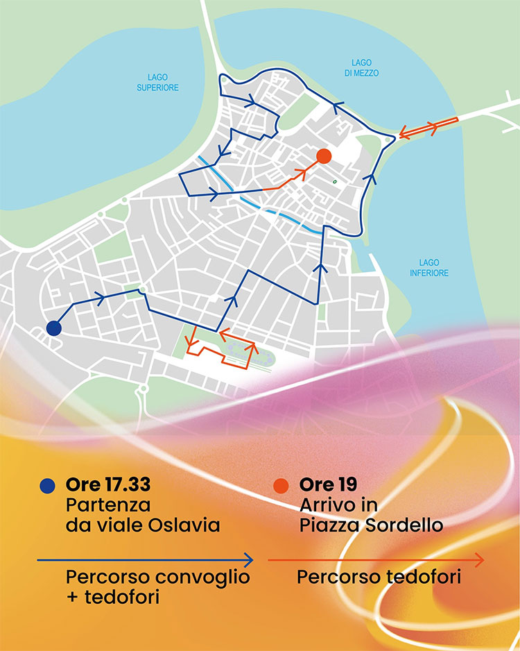 mappa percorso fiamma olimpica Mantova 2026