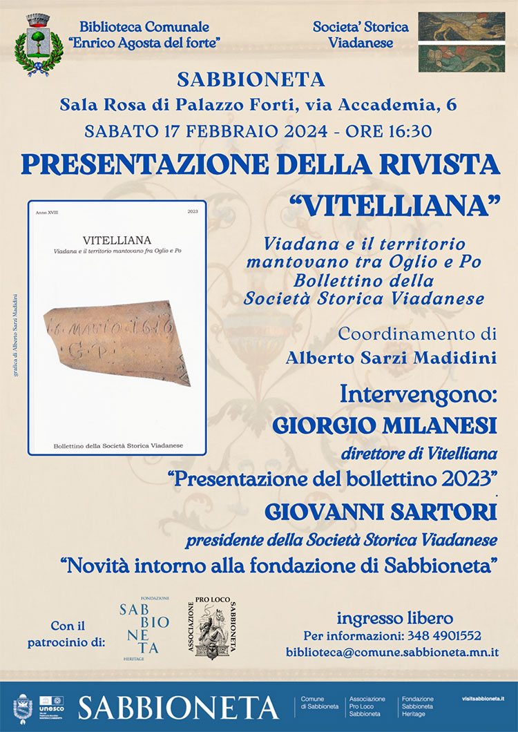 programma presentazione della rivista Vitelliana a Sabbioneta 2024