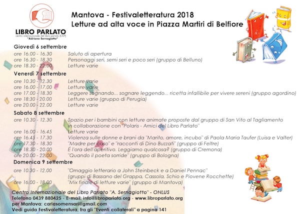 programma Libro Parlato Festivaletteratura 2018 Mantova