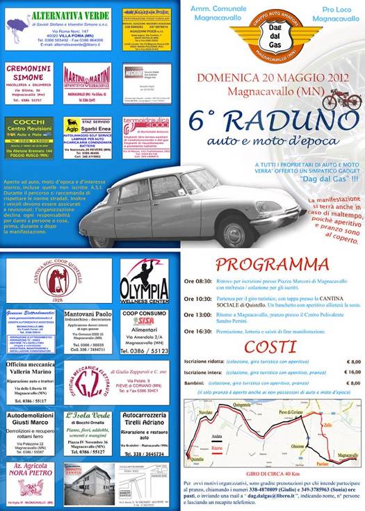 Programma Raduno Auto Moto d'Epoca 2012 Magnacavallo (Mantova)