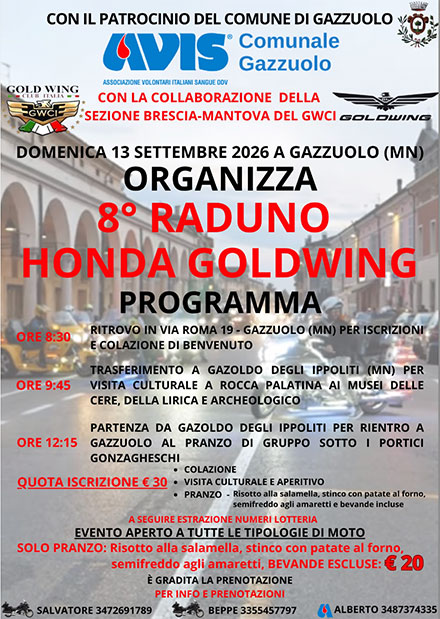 Raduno Honda GoldWing 2026 Gazzuolo (MN)