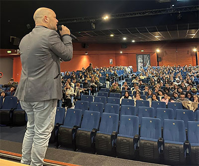 Simone Rizzardi assemblea liceo classico Mantova 2024