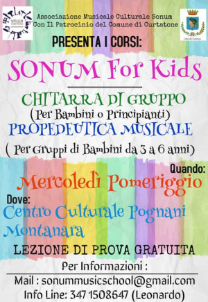 Sonum for kids corsi chitarra musica bambini Curtatone (Mantova)