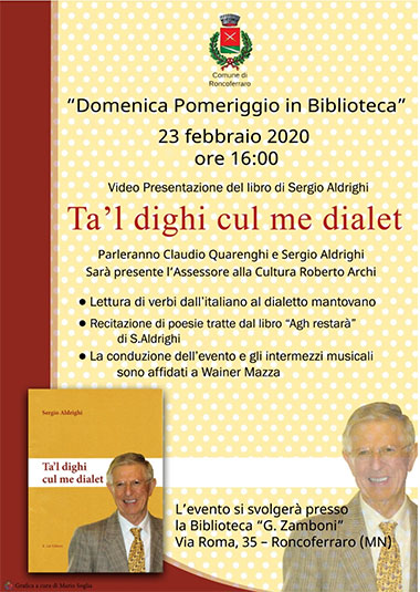 Presentazione libro Ta'l dighi cul me dialet di Sergio Aldrighi a Roncoferraro 23/2/2020