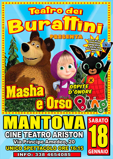 Teatro dei Burattini Masha Orso Bing Mantiva Ariston 18/1/2020