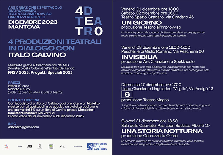 spettacoli teatrali per i 100 anni dalla nascita di Italo Calvino Mantova 2023