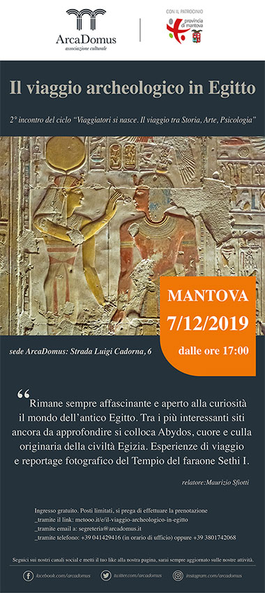 Il viaggio archeologico in Egitto Mantova 7/12/2019